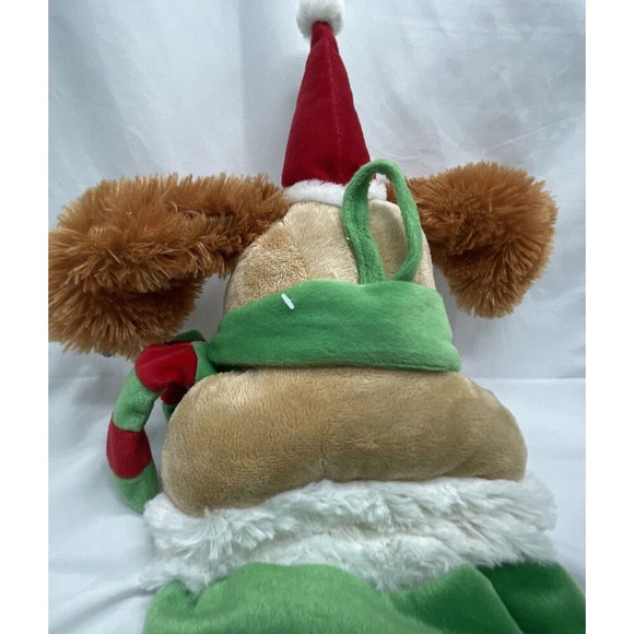 Christmas Stocking Musical Flop-Eared Doggie with Hanger  Plush 22” Working RARE - Picture 10 of 12